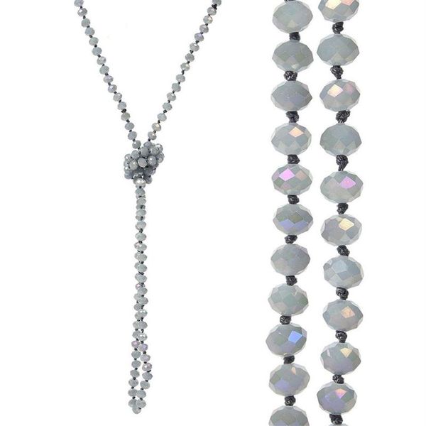 Colliers de perles de verre à facettes nouées de 8 mm de long, colliers de déclaration multicouches faits à la main avec nœuds entre 353p