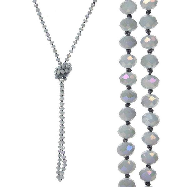 Colliers de perles de verre à facettes nouées de 8 mm de long, colliers de déclaration multicouches faits à la main avec nœuds entre 2714