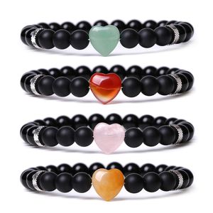 Bracelet en pierre naturelle de 8mm, perles emmêlées, Quartz Rose, topaze, oeil de tigre, Agate, cœur, Yoga, équilibre de guérison, pour hommes et femmes