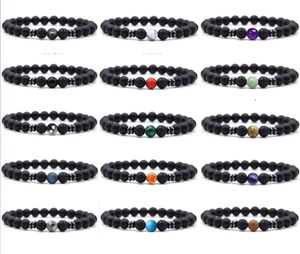 Pulsera de ágatas de colores de piedra negra mate de 8MM, pulsera de Yoga de energía de piedra Natural para parejas, mujeres y hombres