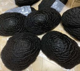 8mm Hommes Weave Unité Indien Vierge Cheveux Humains Pièces 4mm 6mm 10mm 12mm Vague Afro Pleine Dentelle Toupée pour Afro-Américains Express4767095