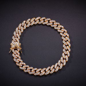 8mm Mannen Zirkoon Link Armband Hip Hop Sieraden Goud Koper Materiaal Iced Out Out Dames CZ Chain Mode voor Gift