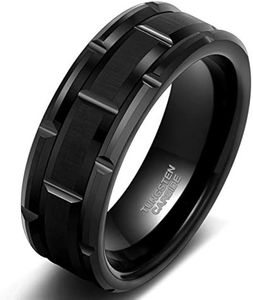 Anillo de compromiso de tungsteno para hombre de 8mm con diseño de ladrillo plateado/dorado/negro, acabado cepillado, ajuste cómodo masculino, talla 7-13