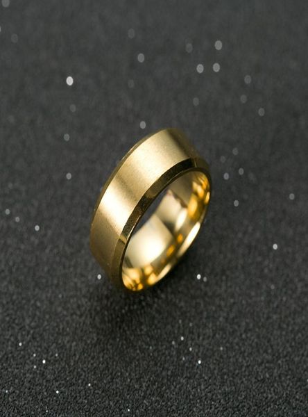 Bague en acier inoxydable titane pour hommes et femmes, 8MM, avec dessus plat brossé, bord biseauté poli, taille américaine 7129527269