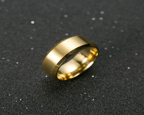 Bague en titane et acier inoxydable pour hommes et femmes, 8MM, avec dessus plat brossé, bord biseauté poli, taille américaine 7125115914