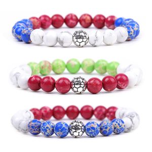 Pulsera de piedra multicolor de 8 mm, pulsera con cuentas de fútbol con piedras preciosas del emperador para hombres y mujeres, joyería de moda