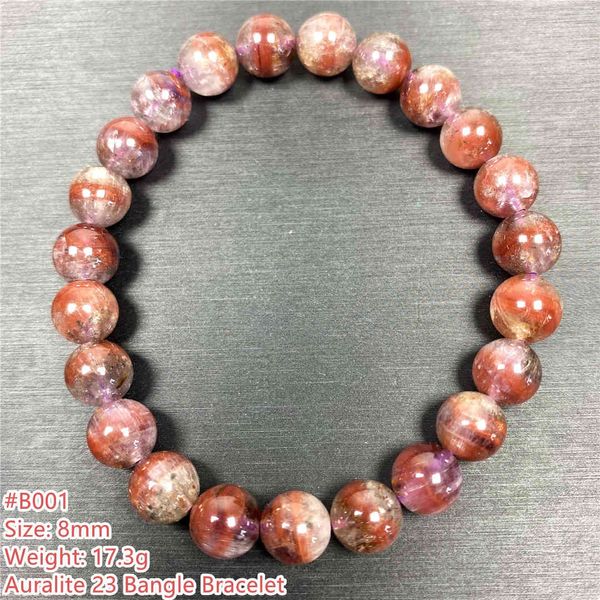 Bracelet Auralite naturel 23 de 8mm, bijoux pour femmes et hommes, cadeau, pierre du Canada, cristal rouge violet, perles rondes, brins de pierres précieuses AAAAA