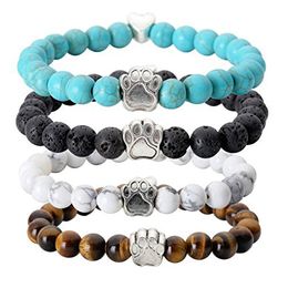 8mm natuurlijke zwarte lava steen turquoise kralen hart hond poot armband etherische olie parfum diffuser armband voor vrouwen mannen