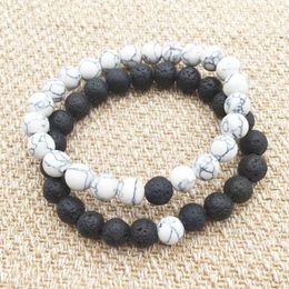 8mm naturel noir pierre de lave bracelet turquoise blanc bracelet en pierre diffuseur huile essentielle aromathérapie vaolcano pour les femmes hommes