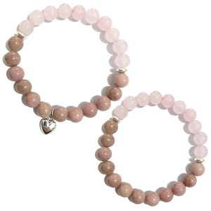 Brins de pierre de cristal naturel de 8mm, perles en forme de cœur, bracelets à breloques pour femmes et filles, bijoux énergétiques de Yoga faits à la main