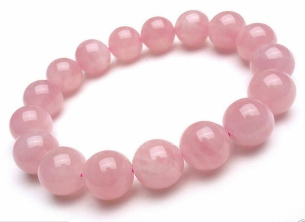 Bracelet de perles rondes en cristal de Quartz Rose naturel de Madagascar, 8mm, Rose foncé, AAA2117822