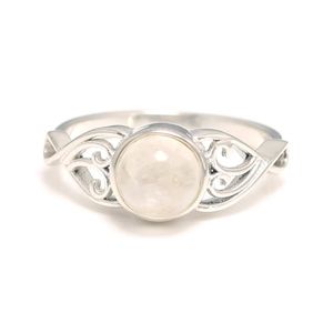 8 mm Natural Moonstone Women anneaux REAL 925 RING SOLITAIRE STOCIAL VICTORIEN SIRGLE 240417