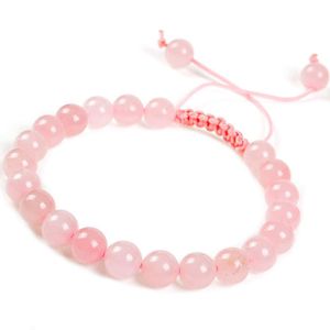 8mm pierre naturelle perlée bracelets porte-bonheur réglables pour femmes fille corde à la main tressée bijoux de mode