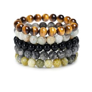 Juego de pulseras con cuentas de piedra Natural de 8mm para mujer y hombre, joyería de Yoga para fiesta y Club