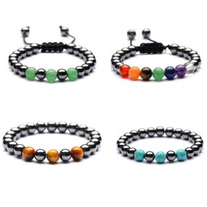 8mm pierre naturelle brins de perles bracelets porte-bonheur pour hommes femmes corde à la main tressée fête Club Yoga bijoux