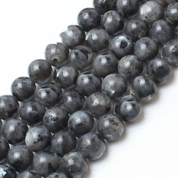 Perles en pierre naturelle Labradorite Larvikite, rondes, amples, pour la fabrication de bijoux, 15.5 pouces/brin, taille au choix 4 6 8 10 12 14mm, 8mm