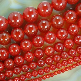 Perles en pierre naturelle de 8mm perles rondes lisses en cornaline rouge onyx perles en vrac pour la fabrication de bijoux 15.5 "taille de choix 4/6/8/10/12/14mm