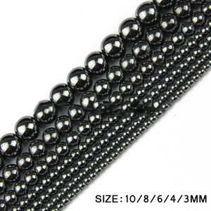 8mm Natuursteen Zwarte Hematite Kralen Ronde Losse Kralen Stone Bal Selecteerbaar 3/4 / 6/8 / 10mm voor Sieraden Armband DIY maken