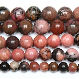 Perles de Rhodonite en dentelle noire, pierre naturelle de 8mm, en vrac, fil de 15 pouces, taille au choix 4 6 8 10 12 MM, pour la fabrication de bijoux
