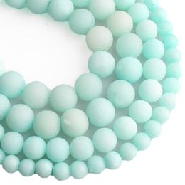 8mm pierre naturelle bleu Amazonite perles givrées perles rondes en vrac 6MM 8MM 10MM 12MM pour la fabrication de bijoux Fit bracelet à bricoler soi-même