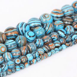 Pierre naturelle en dentelle bleue de 8mm, perles rondes en Malachite, fil de 15 pouces, taille au choix 4 6 8 10 12 MM, pour la fabrication de bijoux