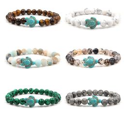 8mm Pierre Naturelle Oeil De Tigre Howlite Malachite Perlé Tortue Bracelet pour Femmes Hommes Bijoux