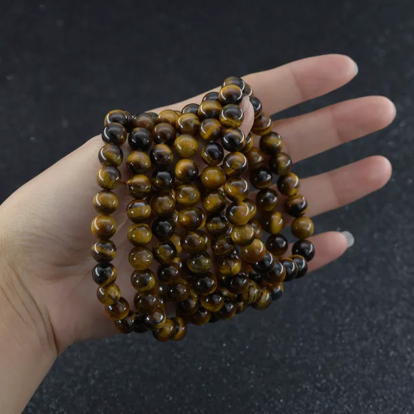 4mm 6mm 8mm 10mm 12mm bracelet oeil de tigre naturel pierre précieuse pouvoir de guérison perles d'énergie élastique extensible pierre ronde bracelet de perles