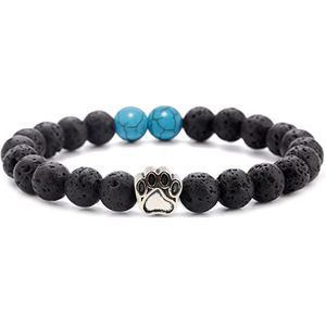 8mm Natural Turquoise Tiger Eye Stretch kralen Bracelet Essentiële olie Diffuser Dog Lover Paw Charm Pet Memorial Bracelet