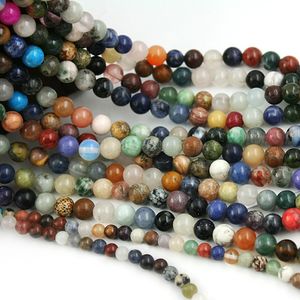 8mm Nature vêtement pierre perles entretoise perles en vrac charmes pour la fabrication de bijoux bracelet à bricoler soi-même collier 15 pouces 4/6/8mm