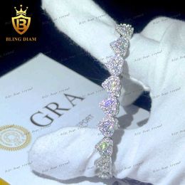 8 mm Nouvel bijoux de mode personnalisé Coeur Coeur Moisanite Bracelet cubain Bracelet Ice Out 925 Bracelet Hip Hop Silver Valette chaude