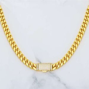 8mm Plain Gold Cubaanse Link Chain met Moissanite Box Sluiting Iced Out Bussed Down Hip Hop Sieraden voor Rappers