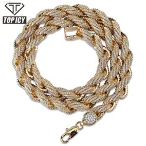 Forme de corde de 8 mm Nouvelle-stile Iced Chain Iced Out Full Cumbic Zircon Lock Gold Gold Silver plaqué Miami Dog Cuban chaîne pour hommes