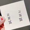 Boucles d'Oreilles Zircon Plaqué Platine 18K - Clous d'Oreille Carrés Hypoallergéniques pour Femme et Homme
