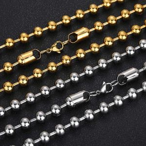 Chaîne de perles rondes en verre inoxydable de 8mm, marque tendance de collier en acier titane, accessoires de Bracelet personnalisés pour hommes