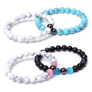 Bracelets à breloques en pierre de 8mm pour hommes et femmes, brins de perles faits à la main, amoureux, fête, Club, mode, bijoux de Yoga élastiques