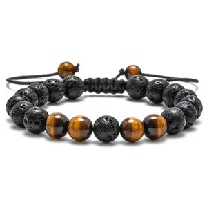 Bracelet en pierre d'oeil de tigre de 8 mm pour soulager le stress, perles de yoga, bracelets réglables, anxiété, aromathérapie, diffuseur d'huiles essentielles, bracelet de guérison pour homme