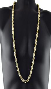 Cadena ed de cuerda sólida de 8mm de espesor y 76cm de largo, collar de cadena Hiphop ed chapado en oro y plata de 24 quilates para hombre 2995263