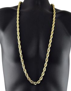 8 mm dik 76 cm lang vaste touw ED ketting 24k goud verzilverde hiphoped ketting ketting voor heren5292128