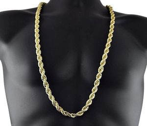 8 mm dik 76 cm lang vaste touw ED ketting 24k goud verzilverde hiphop ed ketting ketting voor heren5318938