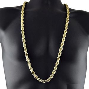 8mm Dikke 76 cm Lange Effen Touw ed Ketting 24 K Goud Verzilverd Hiphop ed Ketting voor mens210h