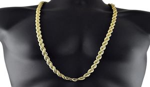 8 mm dik 76 cm Lang massief touw ED ketting 24k goud verzilverde hiphoped ketting ketting voor heren7016851