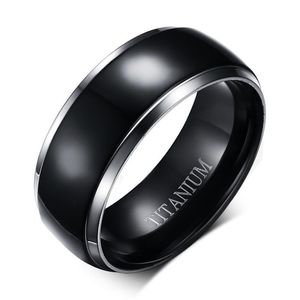 8mm titanium ringen voor mannen vrouwen zwarte koepel tweekleurige glanzende hoogglans trouwring maat 6-13220L