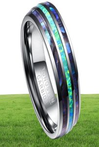 Bandes de carbure de tungstène 8 mm Bands de mariage coquille d'ormeau Dome Triple Grooved Opal pour les hommes Comfort Fit Taille 5 à Taille 152208365