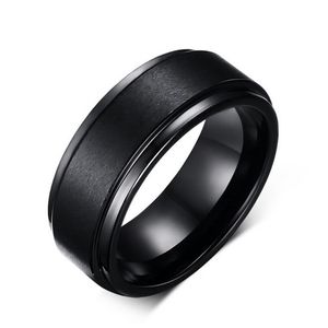 Bagues noires en acier au tungstène pour hommes, 8mm, bague de fiançailles Simple, bracelet de mariage en carbure de tungstène, 2775