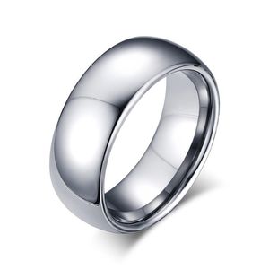 8 mm wolfraamstaal zilveren gewone trouwring eenvoudige belofte ringen graveren287p