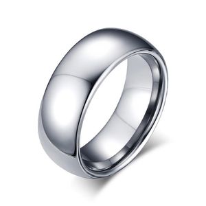 8 mm wolfraamstaal zilveren gewone trouwring eenvoudige belofte ringen Engraving224U