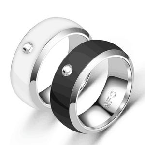 Anillo de Control de acceso inteligente para teléfono móvil de diseño único de 8MM, anillos NFC de acero inoxidable para hombres y mujeres, precio de fábrica