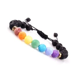 8mm vulkaan lava steen kleurrijke verweerde agaat 7 chakra armband DIY etherische olie diffuser armband voor vrouwen mannen sieraden