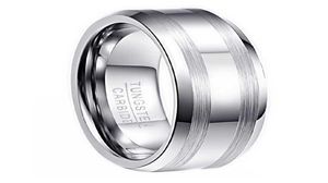 8 mm breed 23 mm dikke dubbele Lassa Stripe White K Tungsten Steel Ring American Code 614 met een halve yard9075263