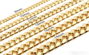 8mm10mm12mm14mm16mm ketting Miami Cubaanse schakelkettingen roestvrij staal heren 14K gouden ketting hoog gepolijst punk Curb goede kwaliteit331499094346